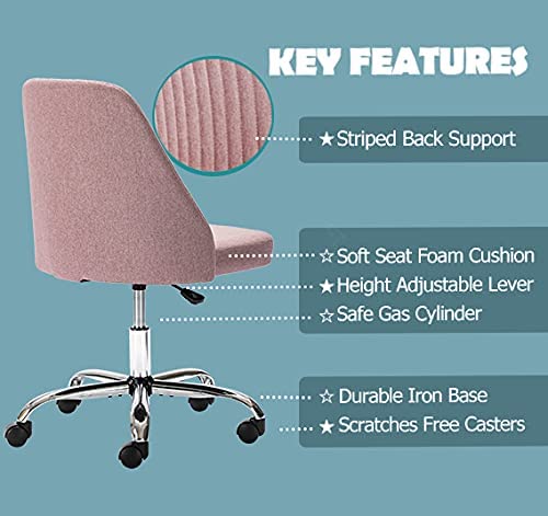 Modern Adjustable Low Back Rolling Chair Twill Fabric Upholstered Chair Armless Modern Chair with Wheels for Office Meeting Room