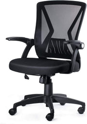 Mid Back Mesh Office Chair Ergonomic Swivel Black Mesh Computer Chair Flip Up Arms with Lumbar Support Adjustable Height Task Chair For Office Desk