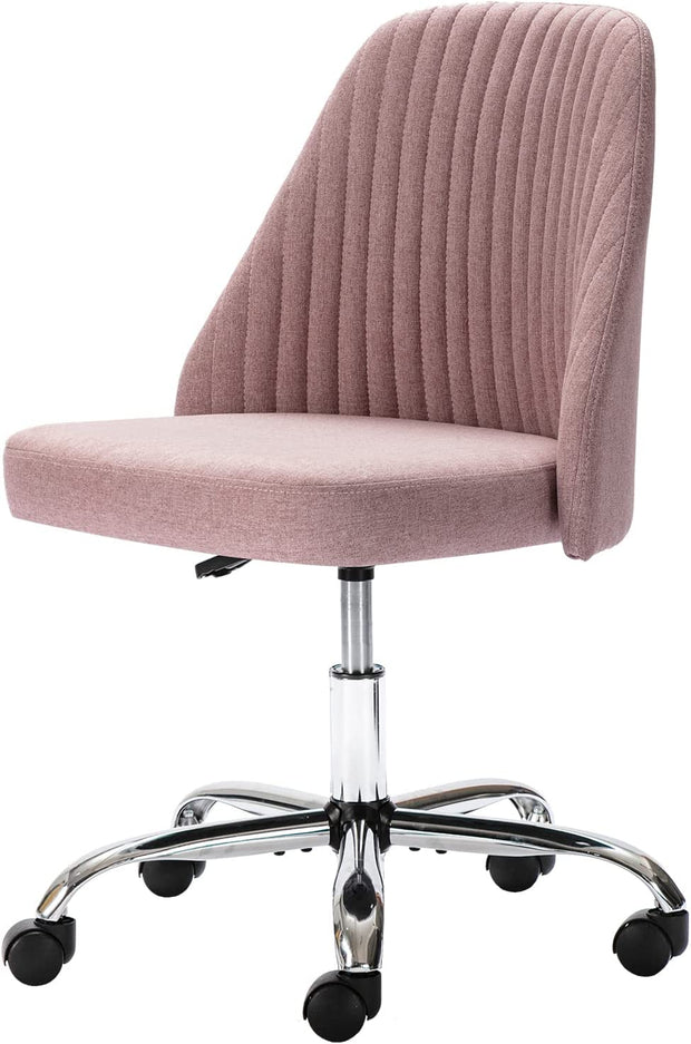 Modern Adjustable Low Back Rolling Chair Twill Fabric Upholstered Chair Armless Modern Chair with Wheels for Office Meeting Room